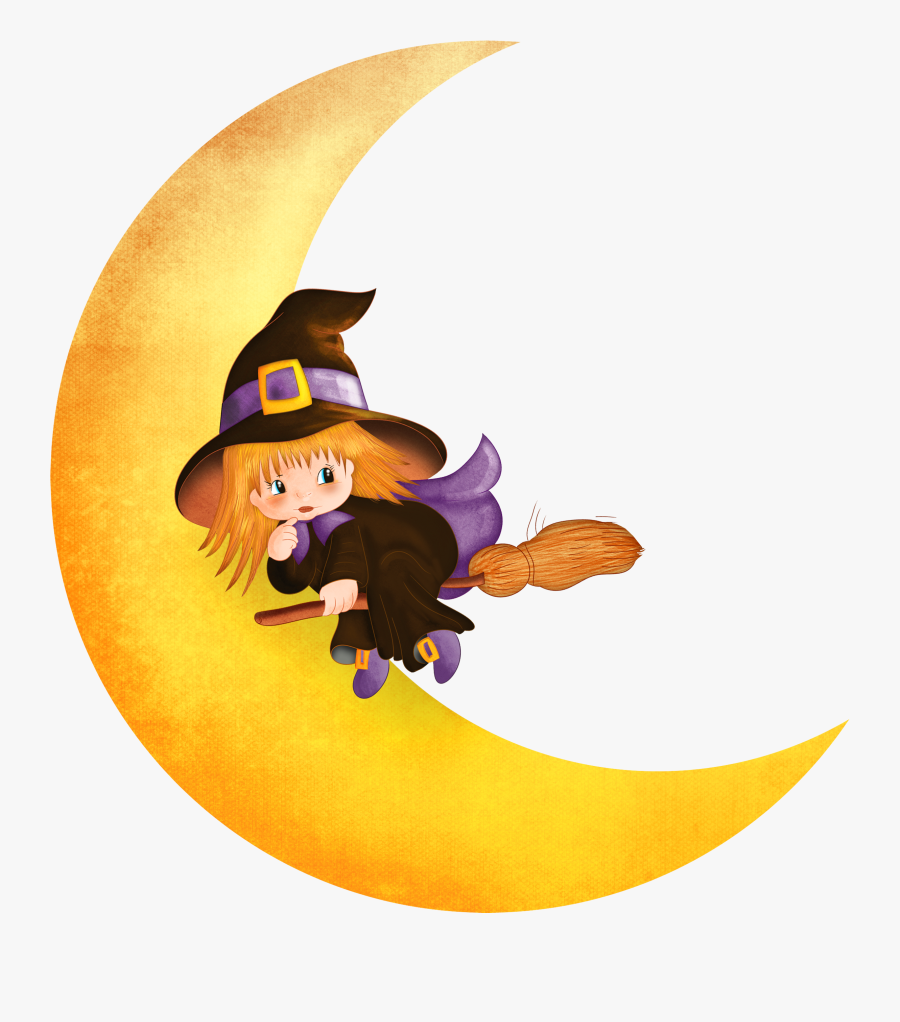 Halloween - Witch On The Moon, Transparent Clipart