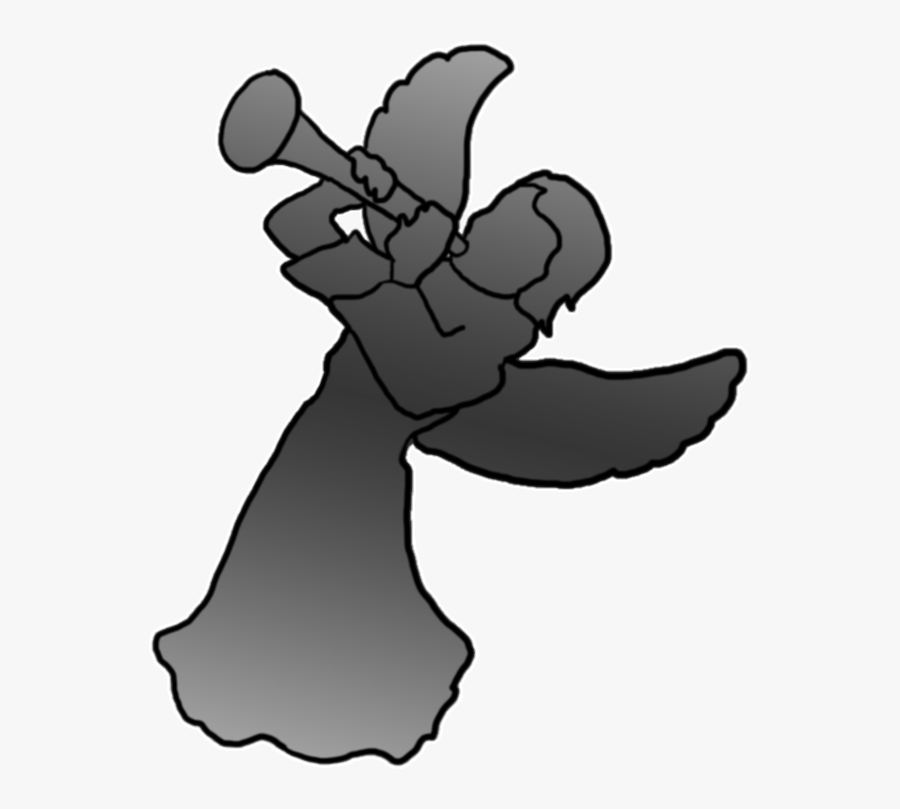 Angel With Trumpet Silhouette - Cartoon Transparent Trumpet Angel, Transparent Clipart