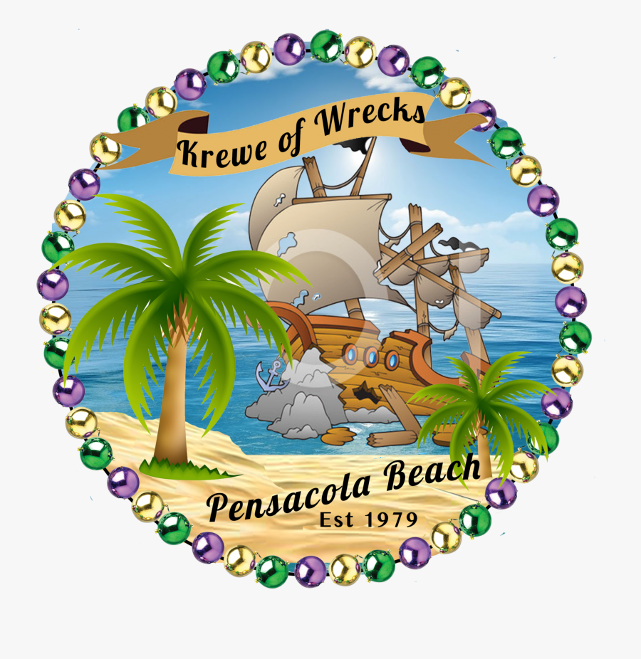 Round Logo Of A Shipwreck Surrounded By Purple, Gold, - Mardi Gras Pensacola 2019, Transparent Clipart