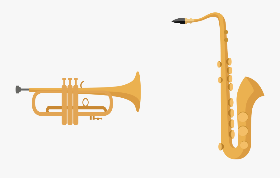 Transparent Sax Clipart - Cartoon Trumpet Vector Png, Transparent Clipart