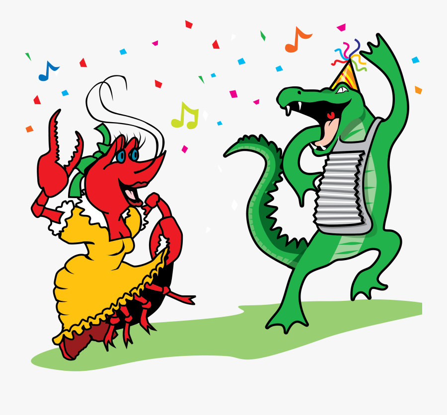 Dancing Crawfish And Gator Graphic - Mardi Gras Crawfish Clip Art, Transparent Clipart