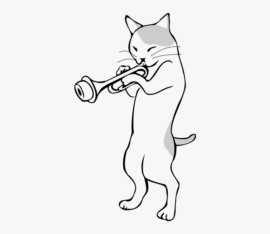 Trumpet, Musical Instruments, Music, Jazz, Cat - Trumpet Cat, Transparent Clipart