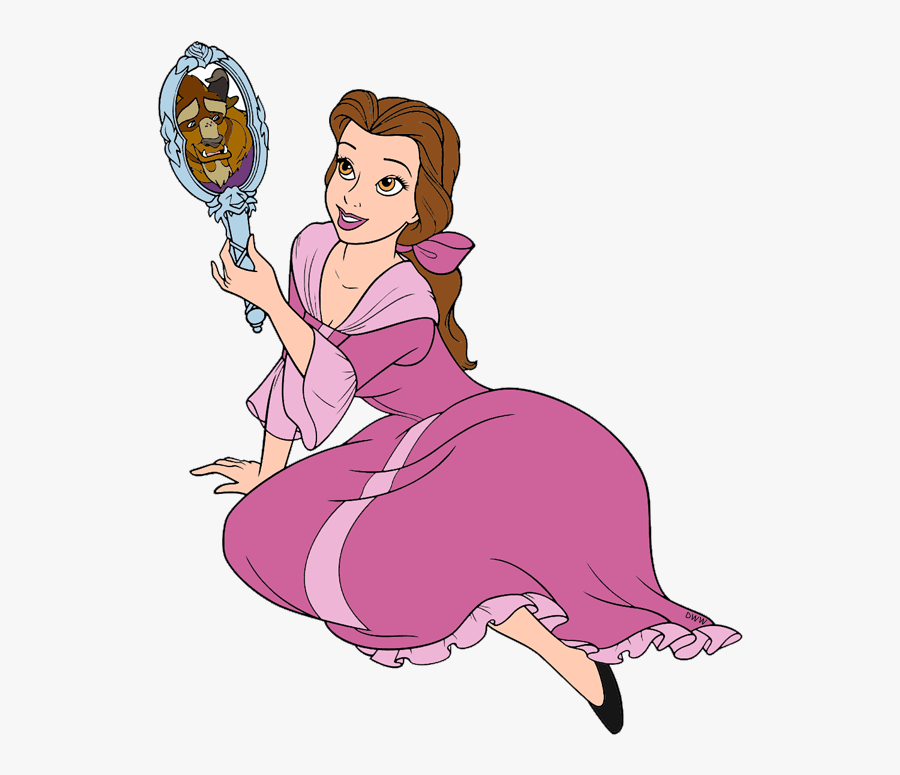 Mirror Clipart Beauty And The Beast - Belle Looking In Mirror, Transparent Clipart