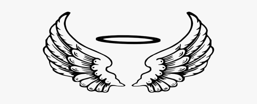 Transparent Angel Halo With Wings Outline Clipart - Angel Wings Cartoon Png, Transparent Clipart