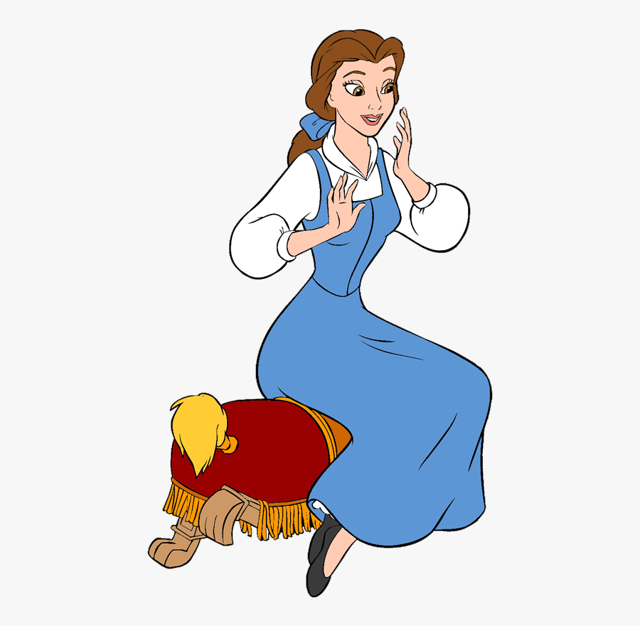Belle Sitting On The Enchanted Footstool Disney Clipart, - Beauty And The Beast Belle Sitting, Transparent Clipart