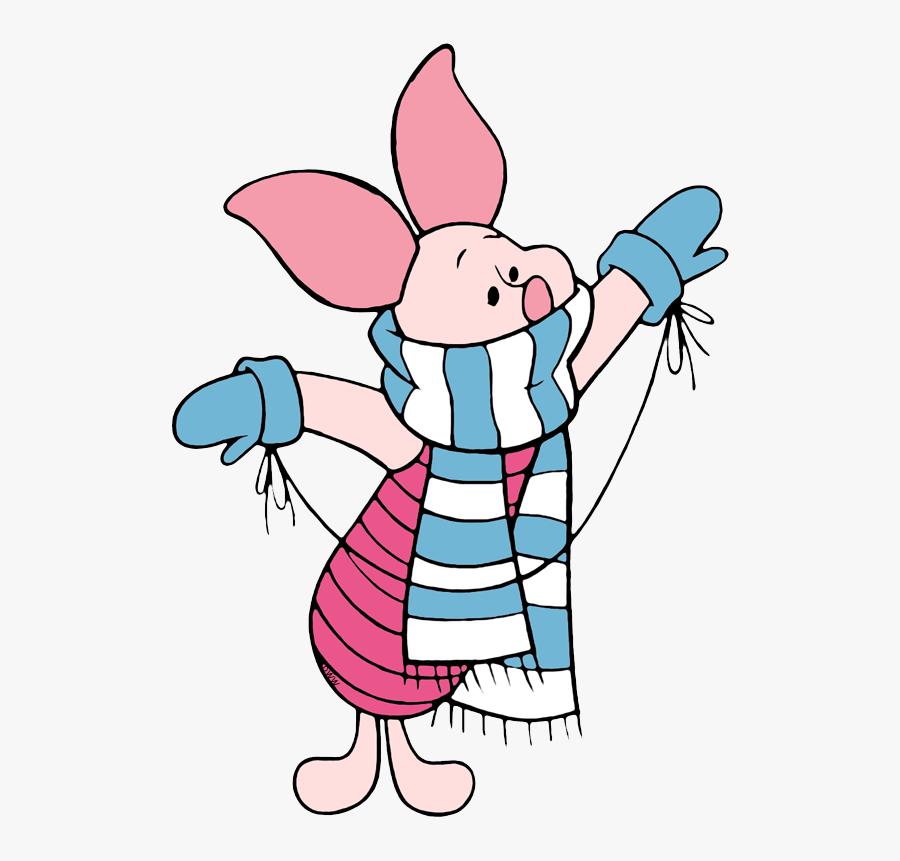 Piglet Wearing Scarf, Mittens - Piglet With Scarf Winnie The Pooh, Transparent Clipart