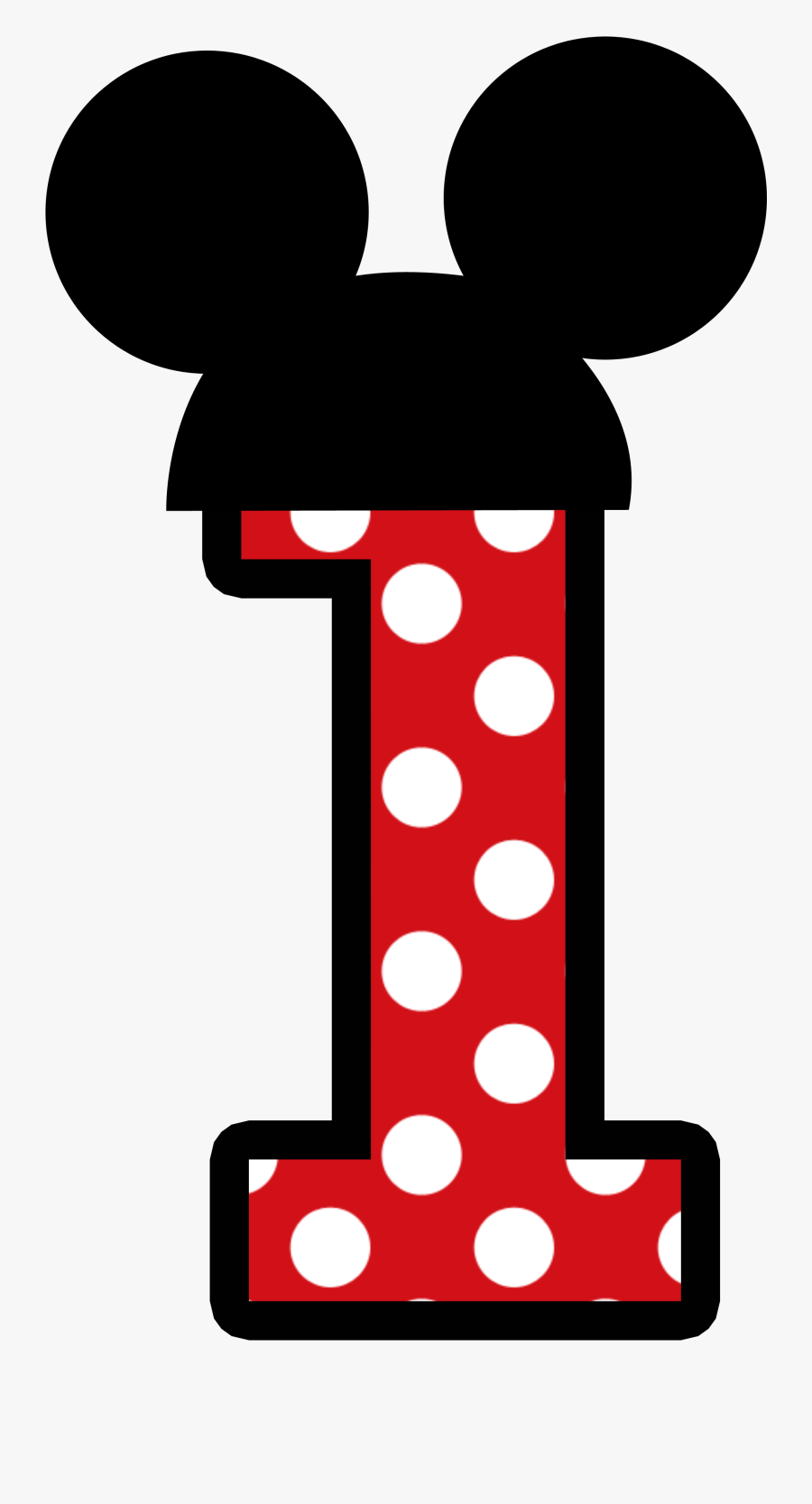 1 Clipart Minnie Mouse - Mickey Mouse Number Png, Transparent Clipart