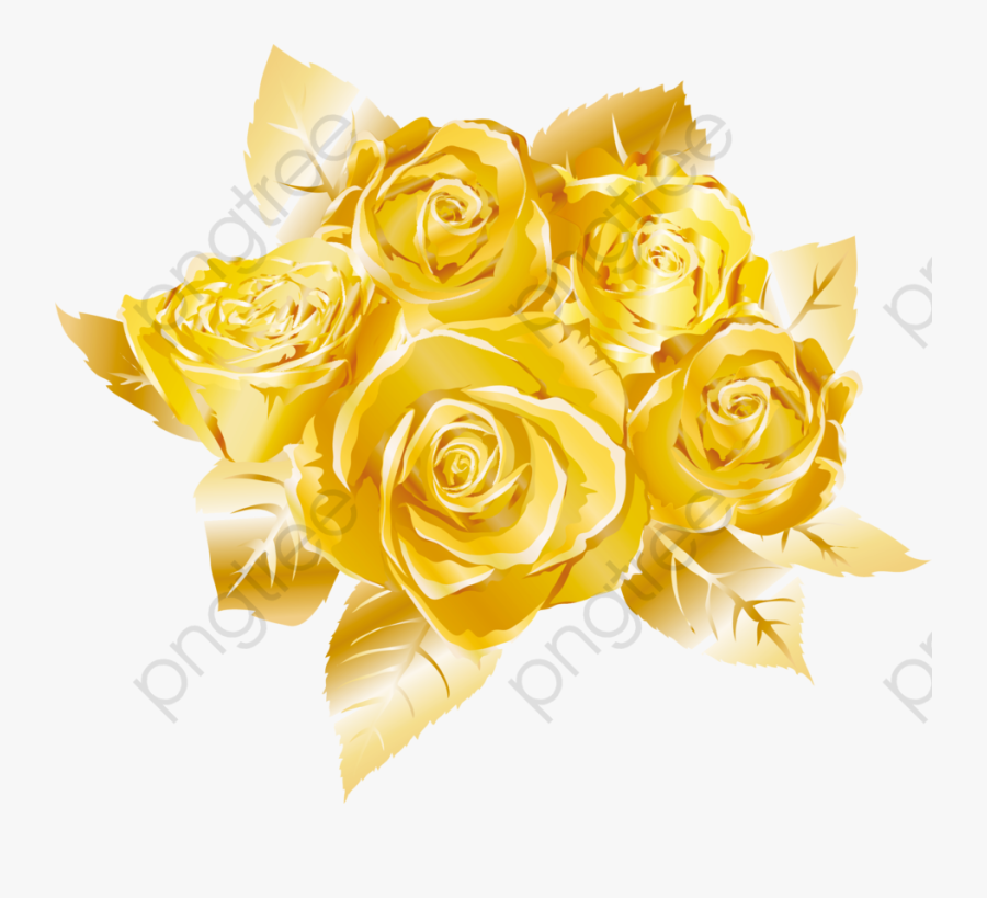 Gold Clipart Rose - Golden Yellow Flower Png, Transparent Clipart