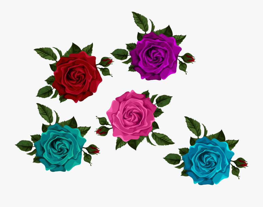 Colorful Roses With Transparent Transparent Background - Color Roses Clip Art, Transparent Clipart