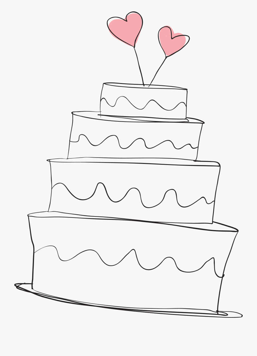 Clip Art Wedding Cake Clip Art - Line Art, Transparent Clipart