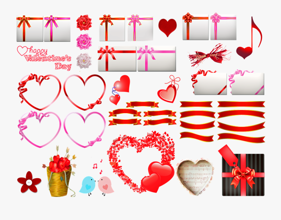 Valentine Clip Art, Valentine Banner, Valentine Candle - フリー 素材 リボン Ai, Transparent Clipart