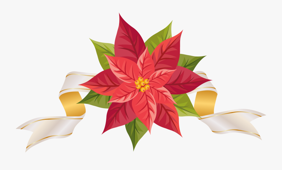 Christmas Garland Clip Art Poinsettia Clipart Free - Free Clipart Poinsettia, Transparent Clipart