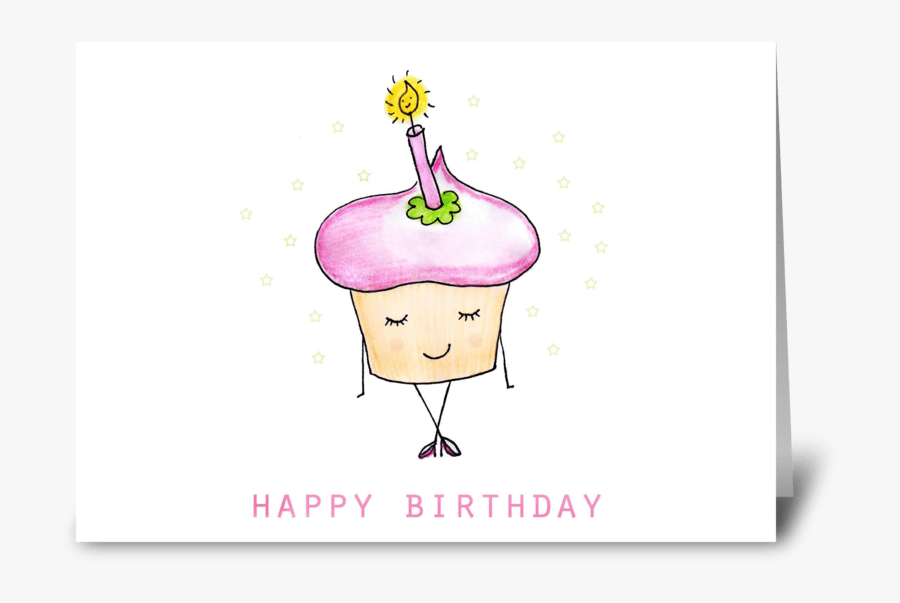 Cute Birthday Cupcake Greeting Card, Transparent Clipart