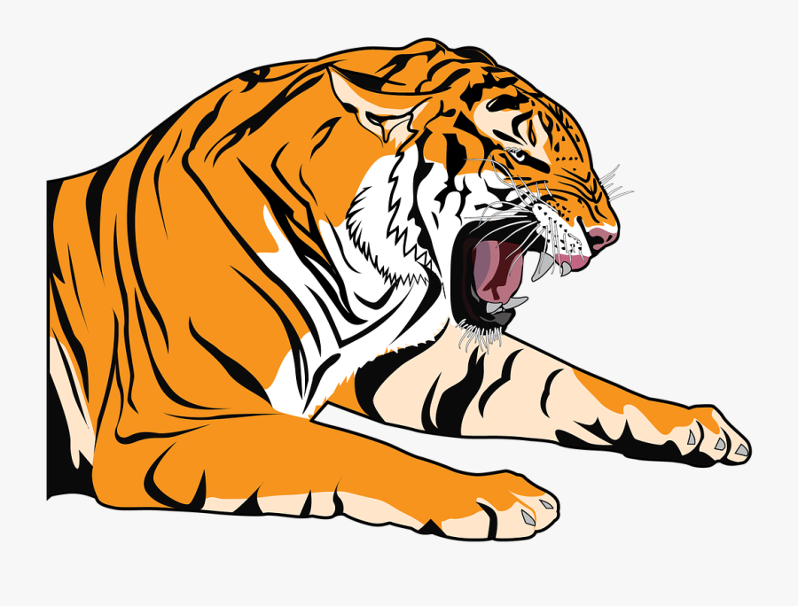 Tiger Clipart Transparent - Tiger Roaring Cartoon, Transparent Clipart