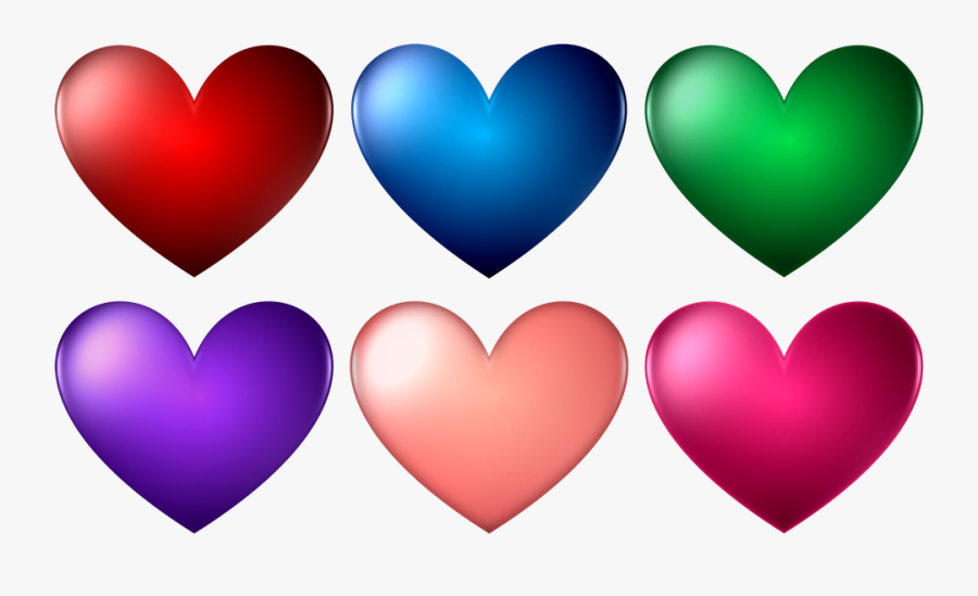 Heart, Shape, Love, Romance, Valentine, Romantic - Different Colors Of Heart Shape, Transparent Clipart