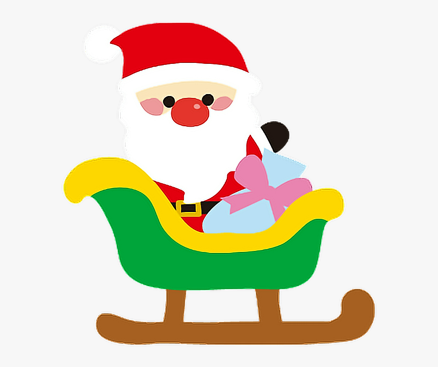 Cute Sled Colorful Santaclaus Christmas Merrychristmas - Sled, Transparent Clipart