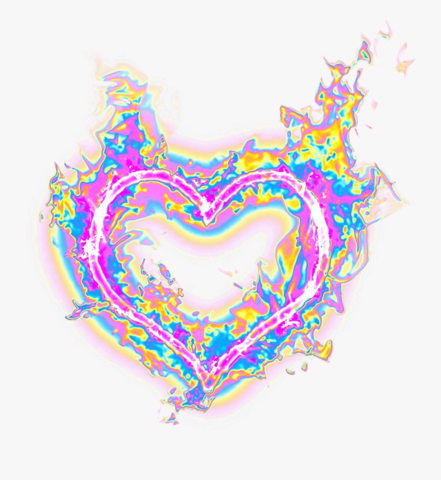 #heart #fire #flames #holographic #holo - Holographic Flame, Transparent Clipart