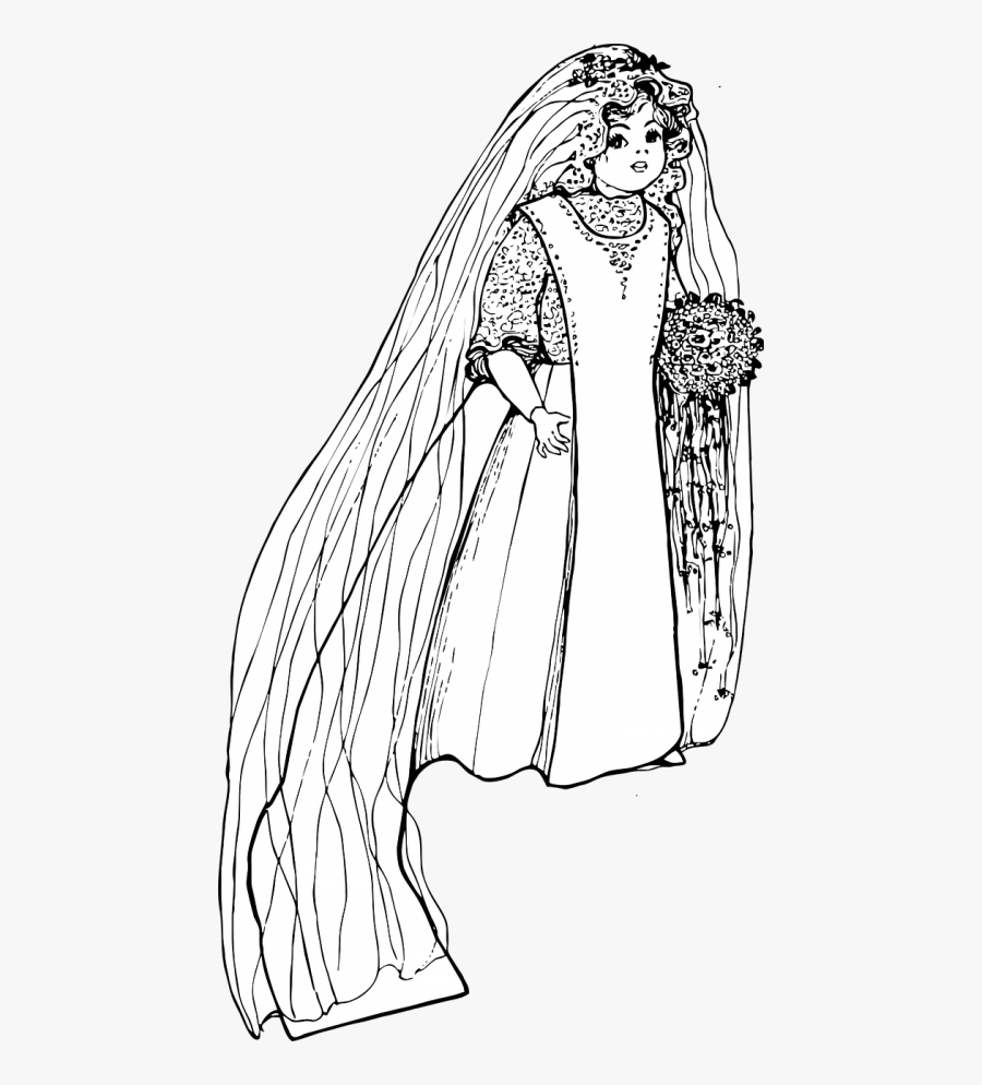Girl Wedding Gown Doll - Illustration, Transparent Clipart