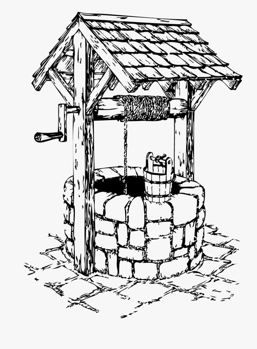 Line Art - Water Well Clipart Black And White, Transparent Clipart