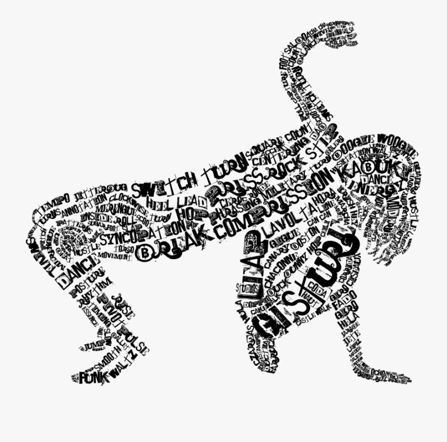 Black And White Dance Word Clipart, Transparent Clipart