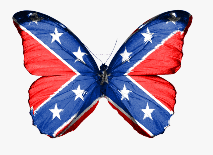 #butterfly #confederate #south #rebel #insect - Rebel Flag Butterfly, Transparent Clipart