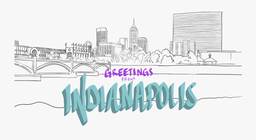 Illustrated Skyline Of Indianapolis, Indiana - Skyline, Transparent Clipart