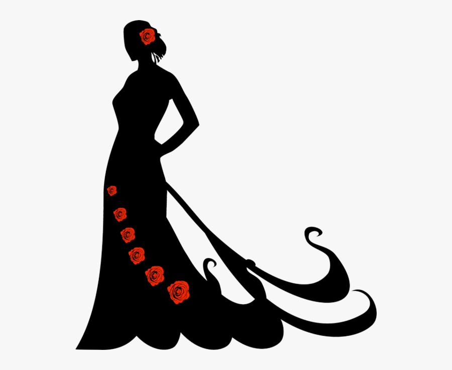 Silhouette Flamenco Dancer Portrait - Silueta De Mujer Con Vestido Largo, Transparent Clipart