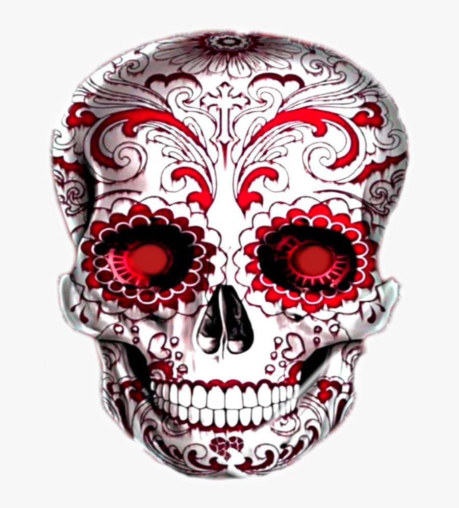 #sugarskull #skull #skullface #skullhead #red #black - Red And Black Sugar Skull Tattoo, Transparent Clipart