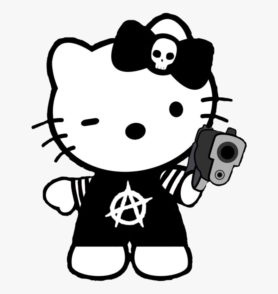 Freetoedit Goth Hellokitty Sanrio Gothic Emo Hello Kitty With Gun Free Transparent Clipart Clipartkey