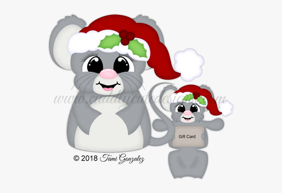 Huggable Christmas Mouse - Cartoon, Transparent Clipart