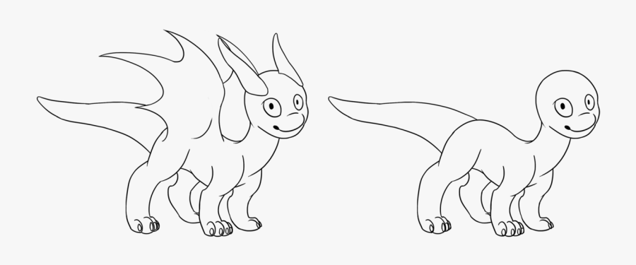 Water Lineart - Transparent Dragon Adoptables Base, Transparent Clipart