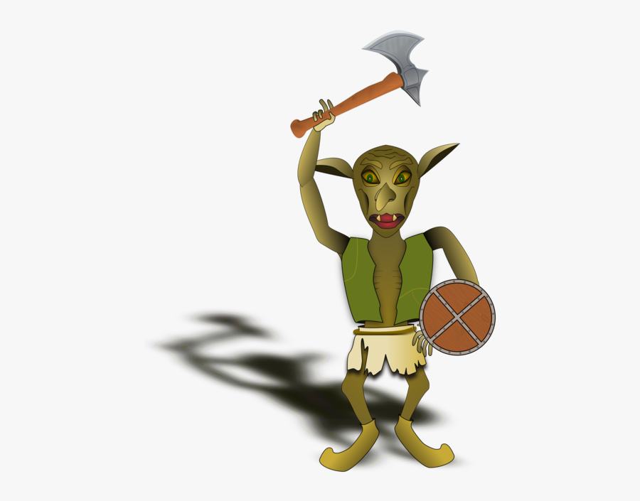 Vertebrate,fictional Character,mythical Creature - Cartoon Goblin Warrior, Transparent Clipart