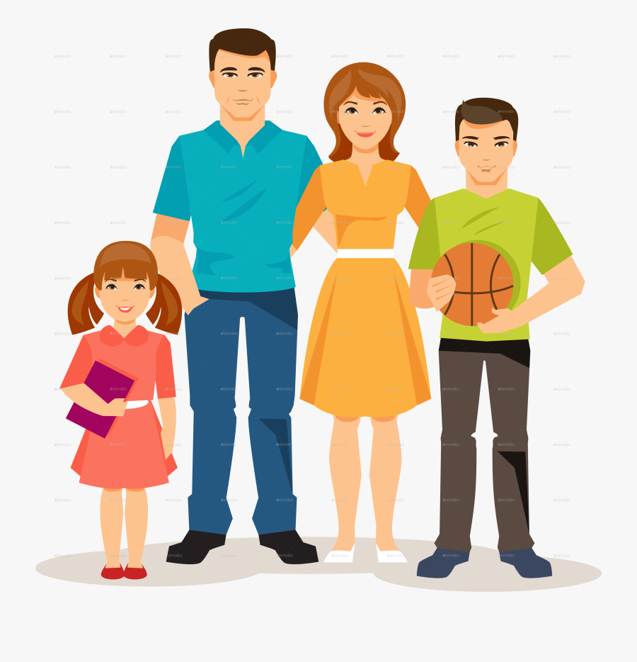 Clip Art Cartoon Family Pictures - Cartoon Family With Transparent Background, Transparent Clipart