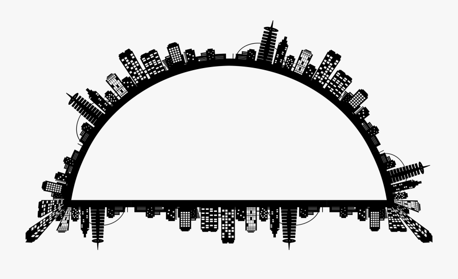 Silhouette,monochrome Photography,tree - City Skyline Vector Circle, Transparent Clipart