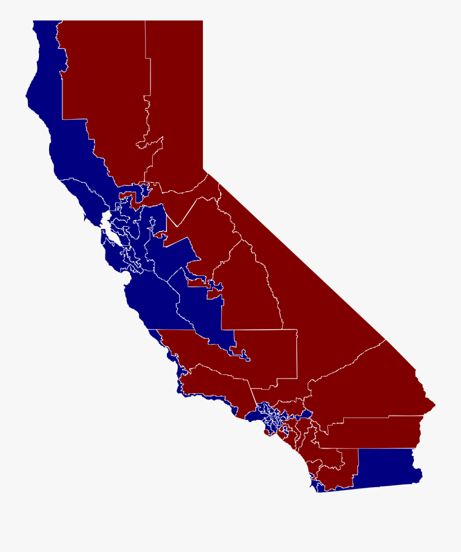 California District Map By Party, Transparent Clipart