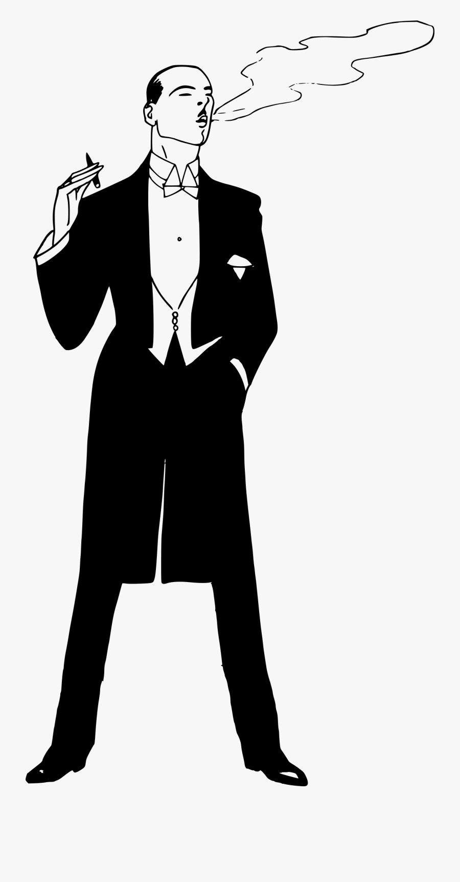 Smoking In A Big - Cartoon Man In Tux, Transparent Clipart