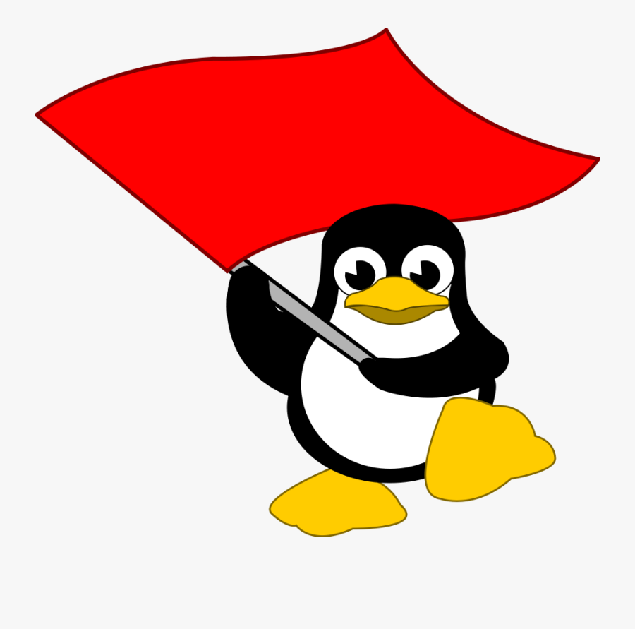 Penguin In Tux Clipart, Vector Clip Art Online - Red Flag Linux Logo, Transparent Clipart