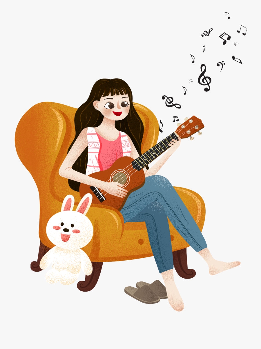 Transparent Girl Playing Guitar Clipart - Guitar, Transparent Clipart