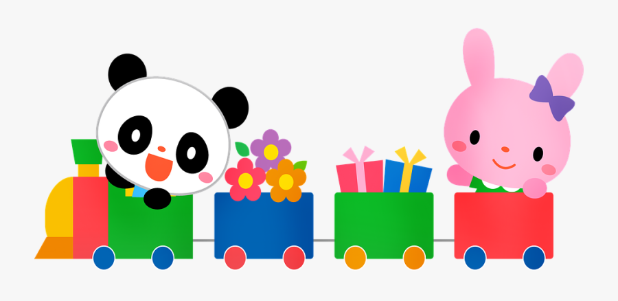 Choo Choo Tren, Conejo, Panda, Kawaii, Lindo, Zoológico - Train, Transparent Clipart