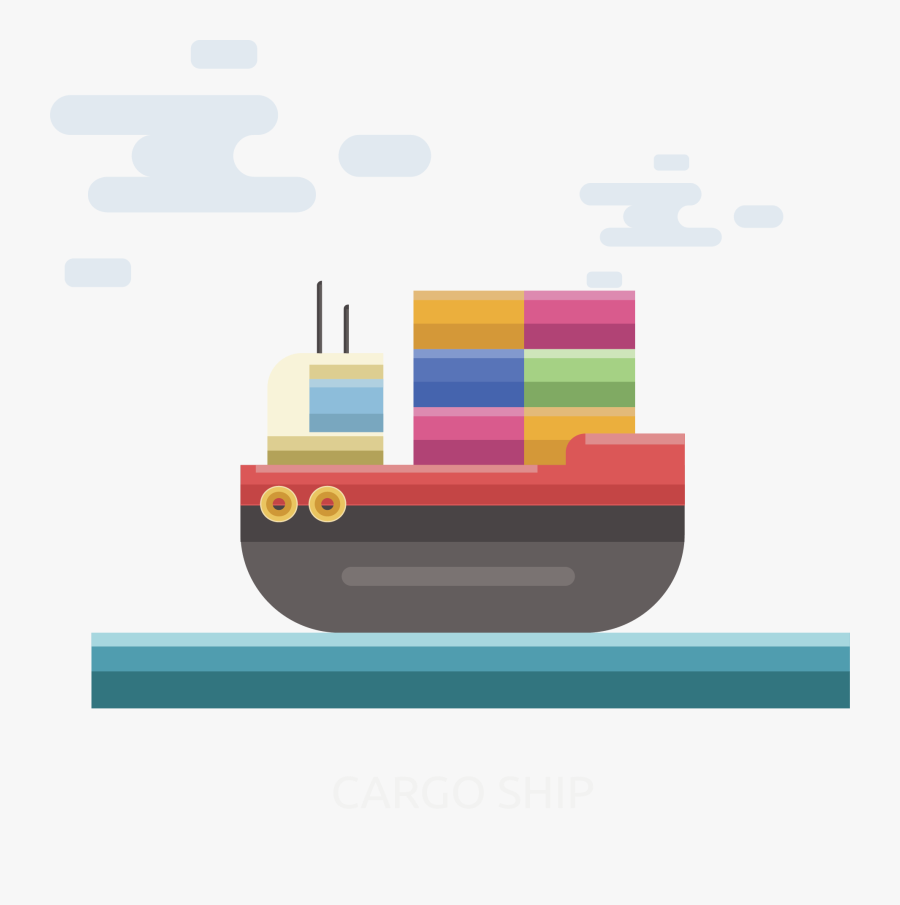 Intermodal Cargo Port Color Shipping Ship - Graphic Design, Transparent Clipart