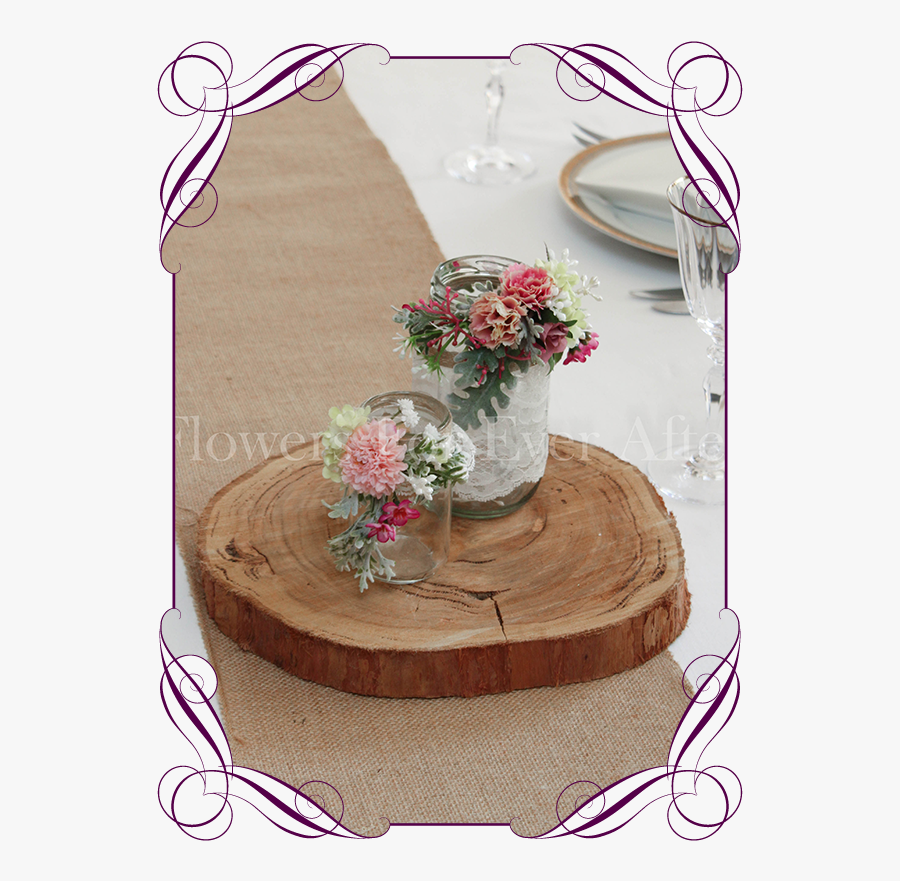 Set Of 2 Pink Rustic Floral Jar Centerpiece Flowers - Flower Bouquet, Transparent Clipart