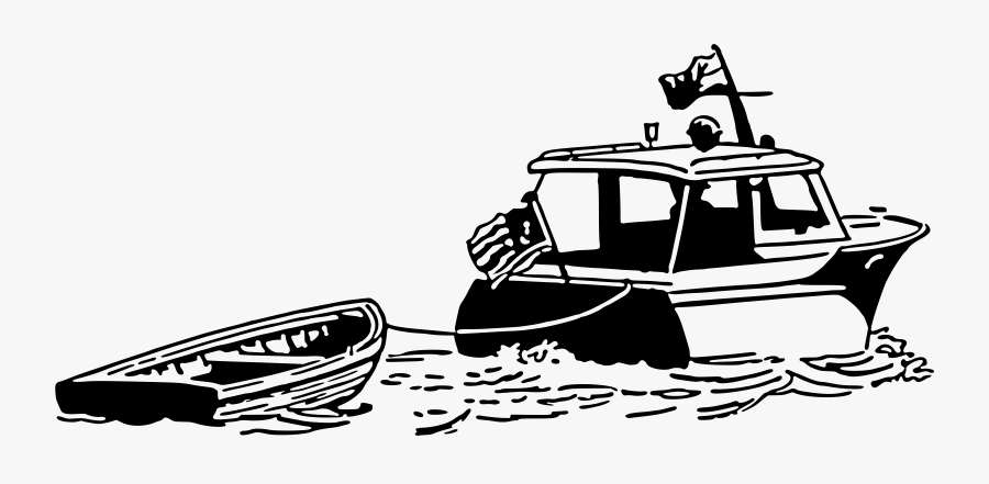 Line Art,style,coloring Book - Boat Pulling Another Boat, Transparent Clipart