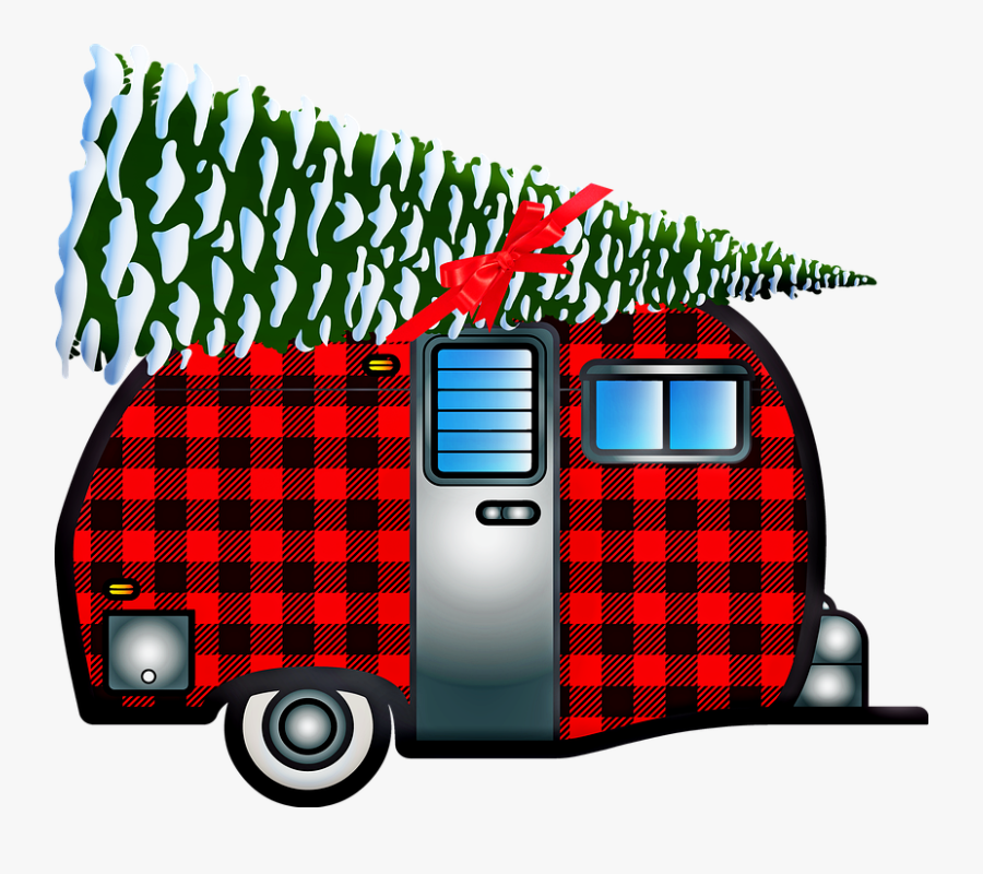 Buffalo Plaid Caravan, Christmas Caravan, Christmas, Transparent Clipart