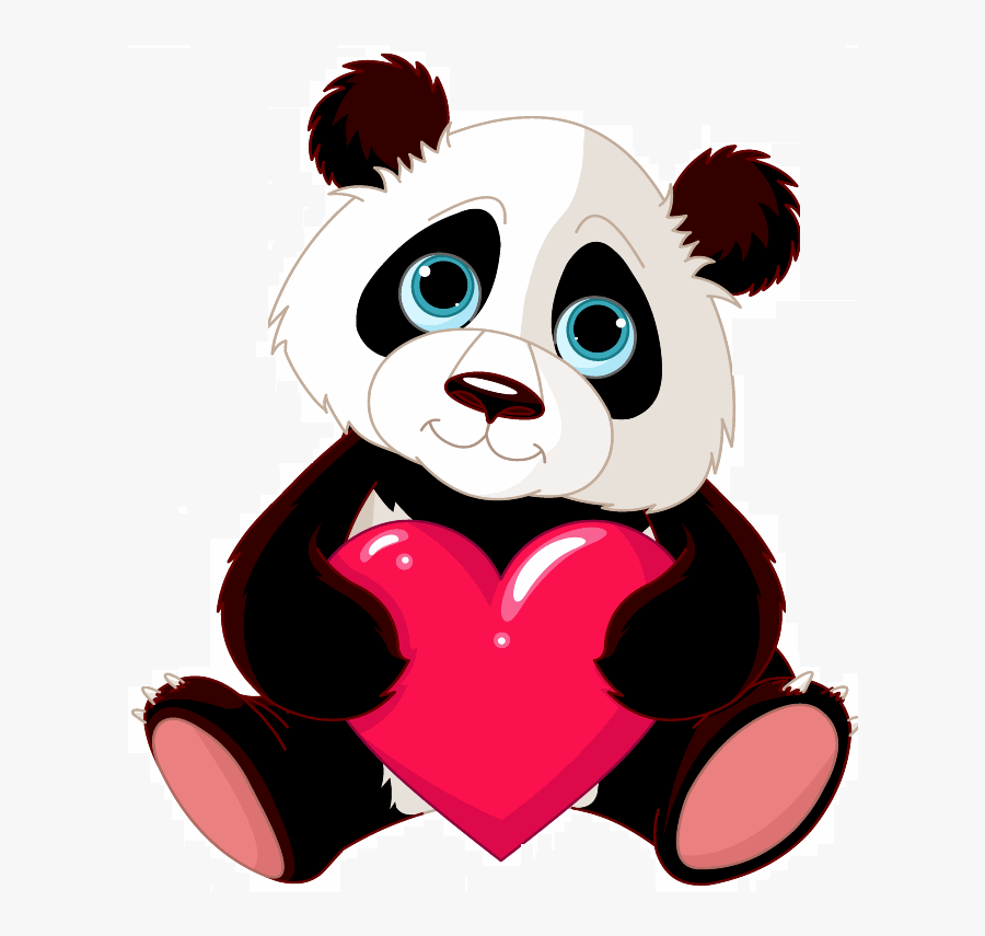 Love-panda Transp Back - Oso Panda Para Dibujar, Transparent Clipart