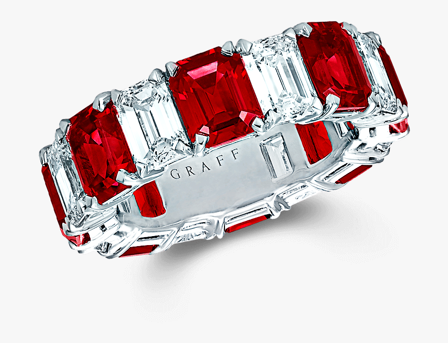 A Graff Emerald Cut Rubies And Diamonds Wedding Band - Graff Diamond And Emerald Bands, Transparent Clipart