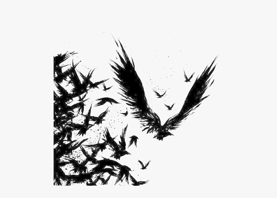 Clip Art Collection Of Free Drawing - Raven Tattoo Crows Flying Tattoo, Transparent Clipart