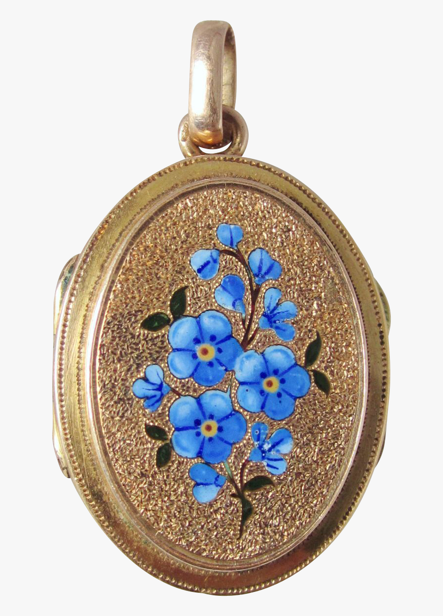 French 14k & Enamel Forget Me Nots Antique Victorian - Locket, Transparent Clipart