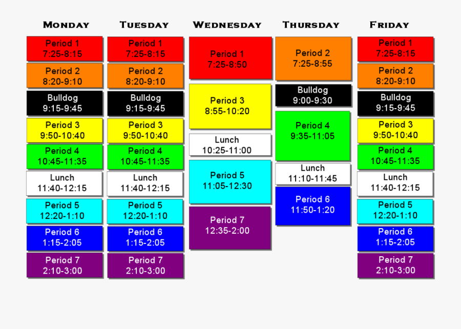 Us High School Schedule - High School Class Timetable, Transparent Clipart