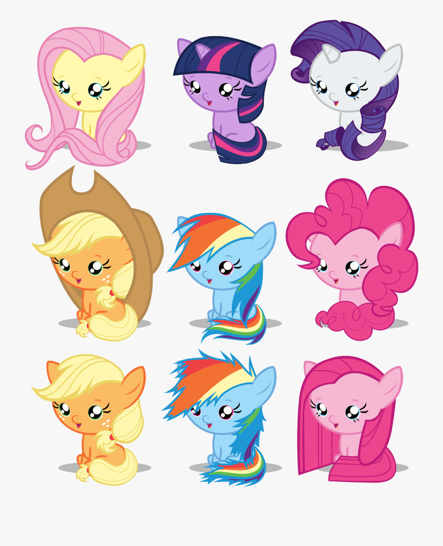 Rainbow Dash Rarity Pinkie Pie Fluttershy Applejack - My Little Ponies As Babies, Transparent Clipart