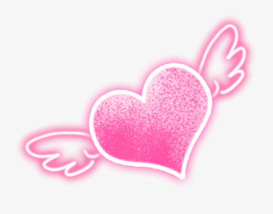 #wings #love #neon #heart #glitter #sparkling #starlight - Neon Heart With Wings, Transparent Clipart